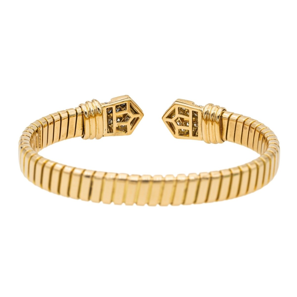 Bracelet Bulgari maille Tubogas , Or jaune et Diamants - Castafiore