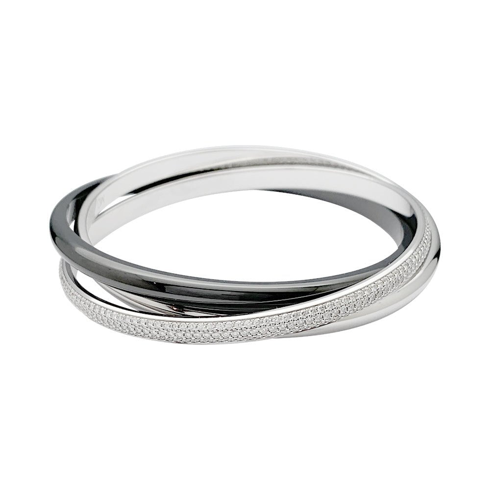 Bracelet CARTIER "Trinity" en or blanc, céramique et diamants - Castafiore