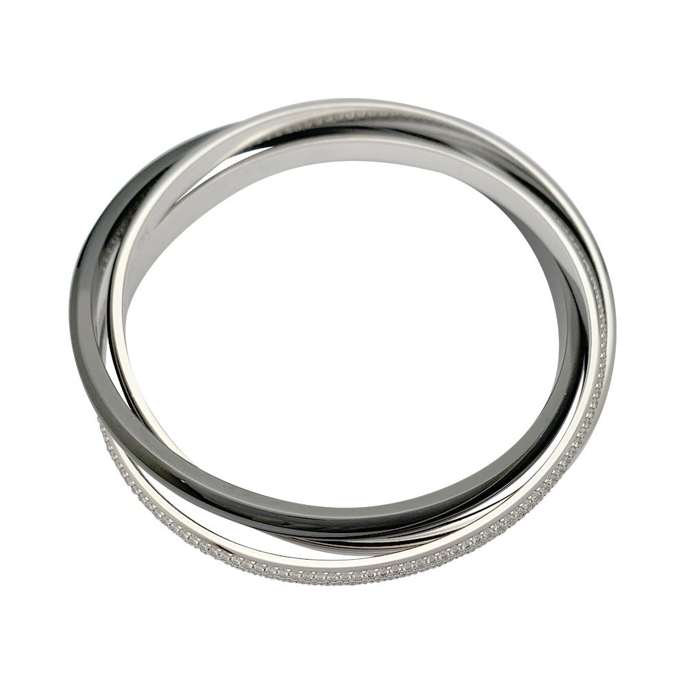 Bracelet CARTIER "Trinity" en or blanc, céramique et diamants - Castafiore