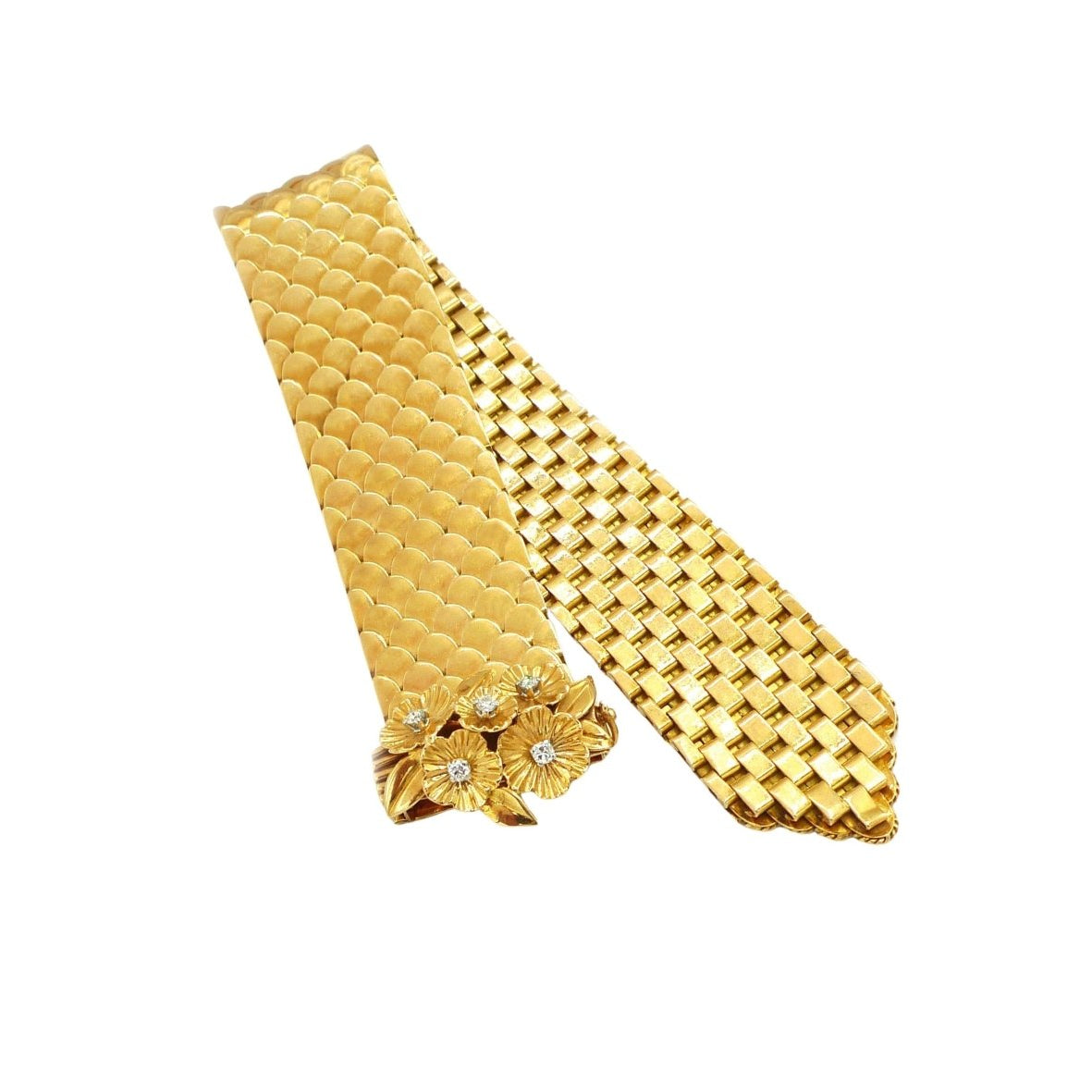 Bracelet Ceinture années 40 en or jaune et diamants - Castafiore