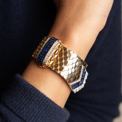 Bracelet ceinture BOUCHERON en or jaune, saphirs et diamants - Castafiore