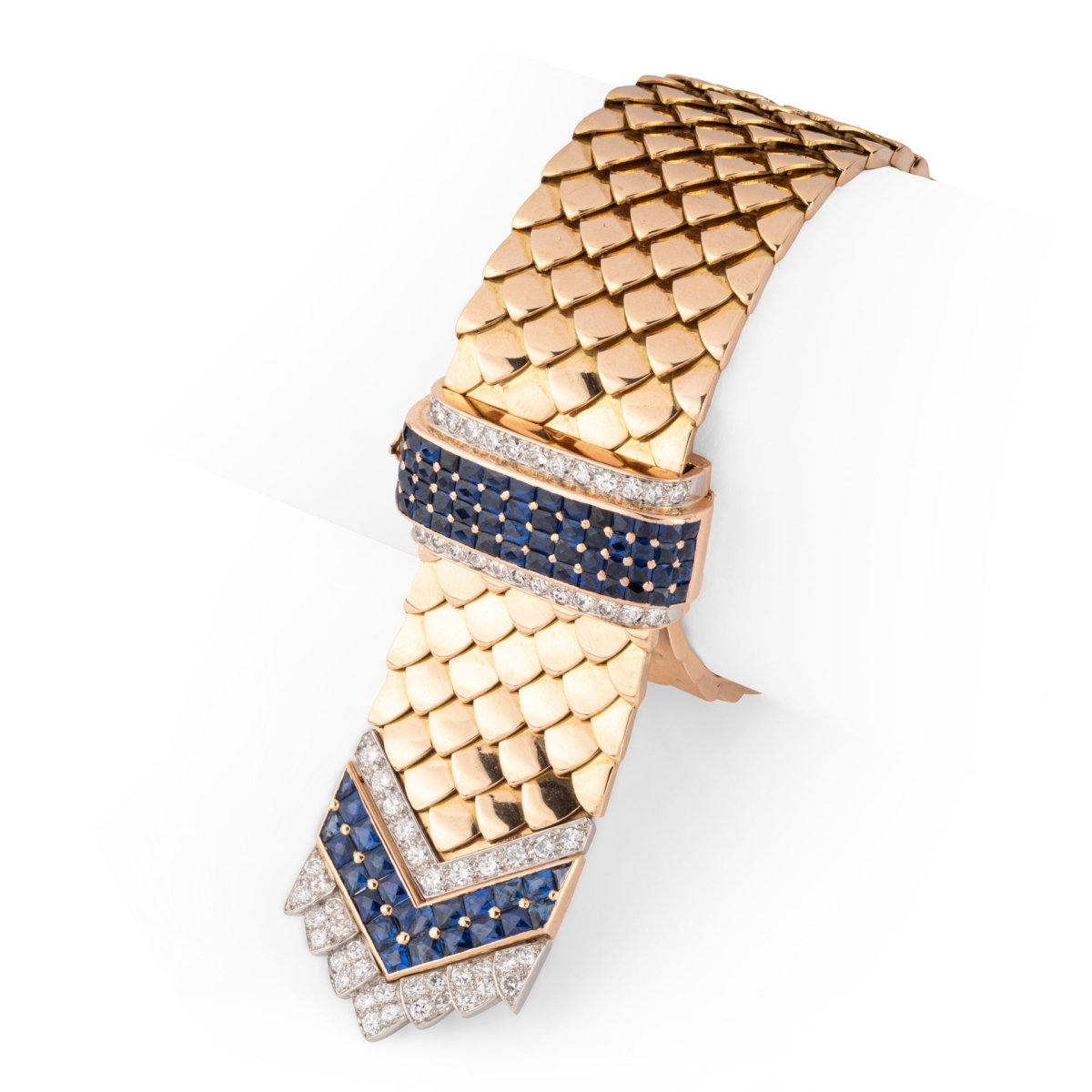 Bracelet ceinture BOUCHERON en or jaune, saphirs et diamants - Castafiore