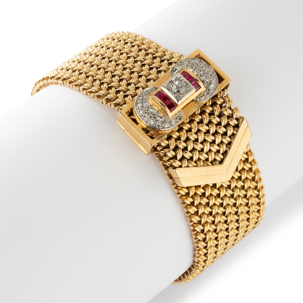 Bracelet Ceinture Souple en or jaune, rubis et diamants - Castafiore