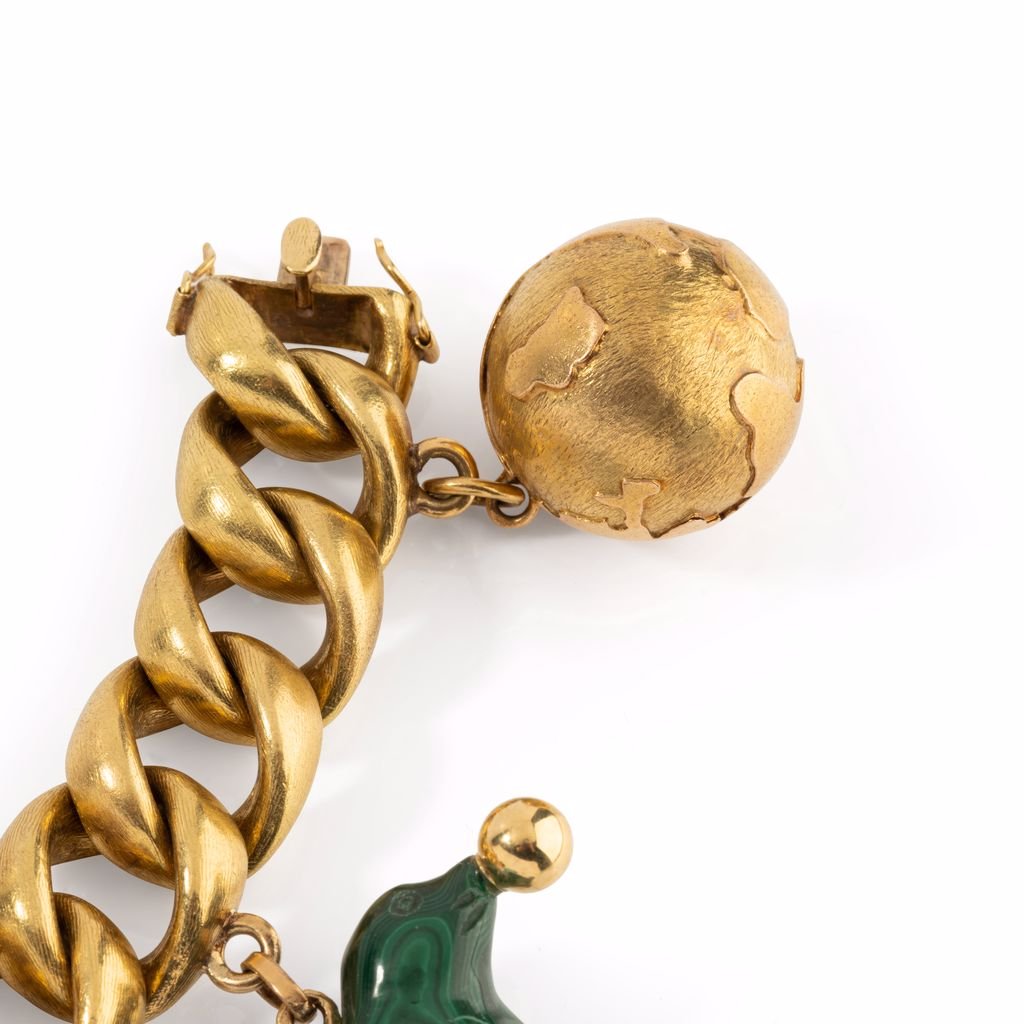 Bracelet charms en or jaune avec 5 breloques venitiennes - Castafiore