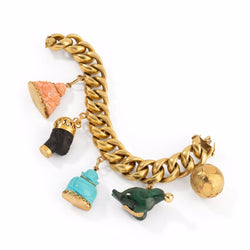 Bracelet charms en or jaune avec 5 breloques venitiennes - Castafiore