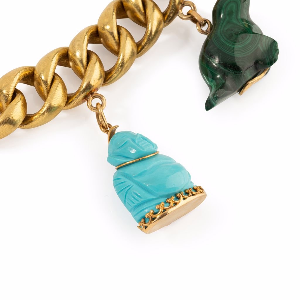 Bracelet charms en or jaune avec 5 breloques venitiennes - Castafiore