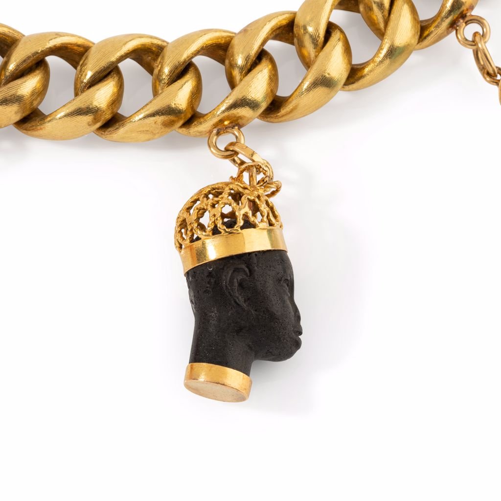 Bracelet charms en or jaune avec 5 breloques venitiennes - Castafiore