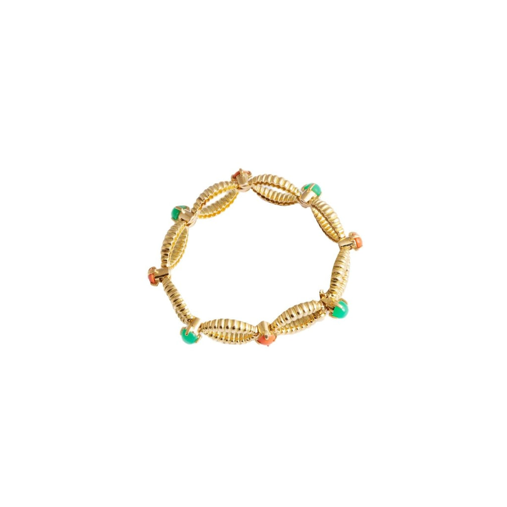 Bracelet CHAUMET en or jaune, corail et chrysoprase - Castafiore