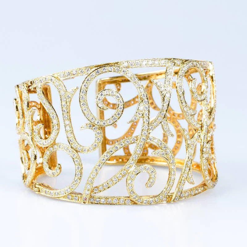 Bracelet diamants de haute joaillerie en or jaune 14 carats - Castafiore