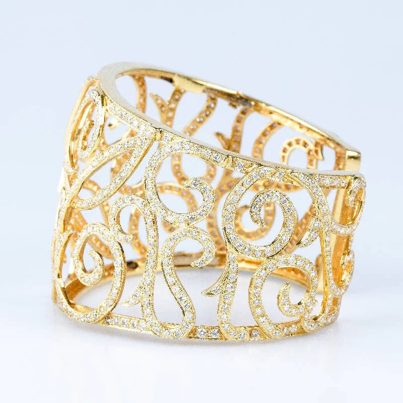 Bracelet diamants de haute joaillerie en or jaune 14 carats - Castafiore