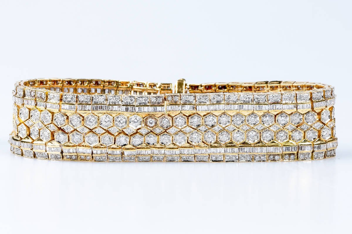Bracelet diamants de haute joaillerie en or jaune 18 carats - Castafiore