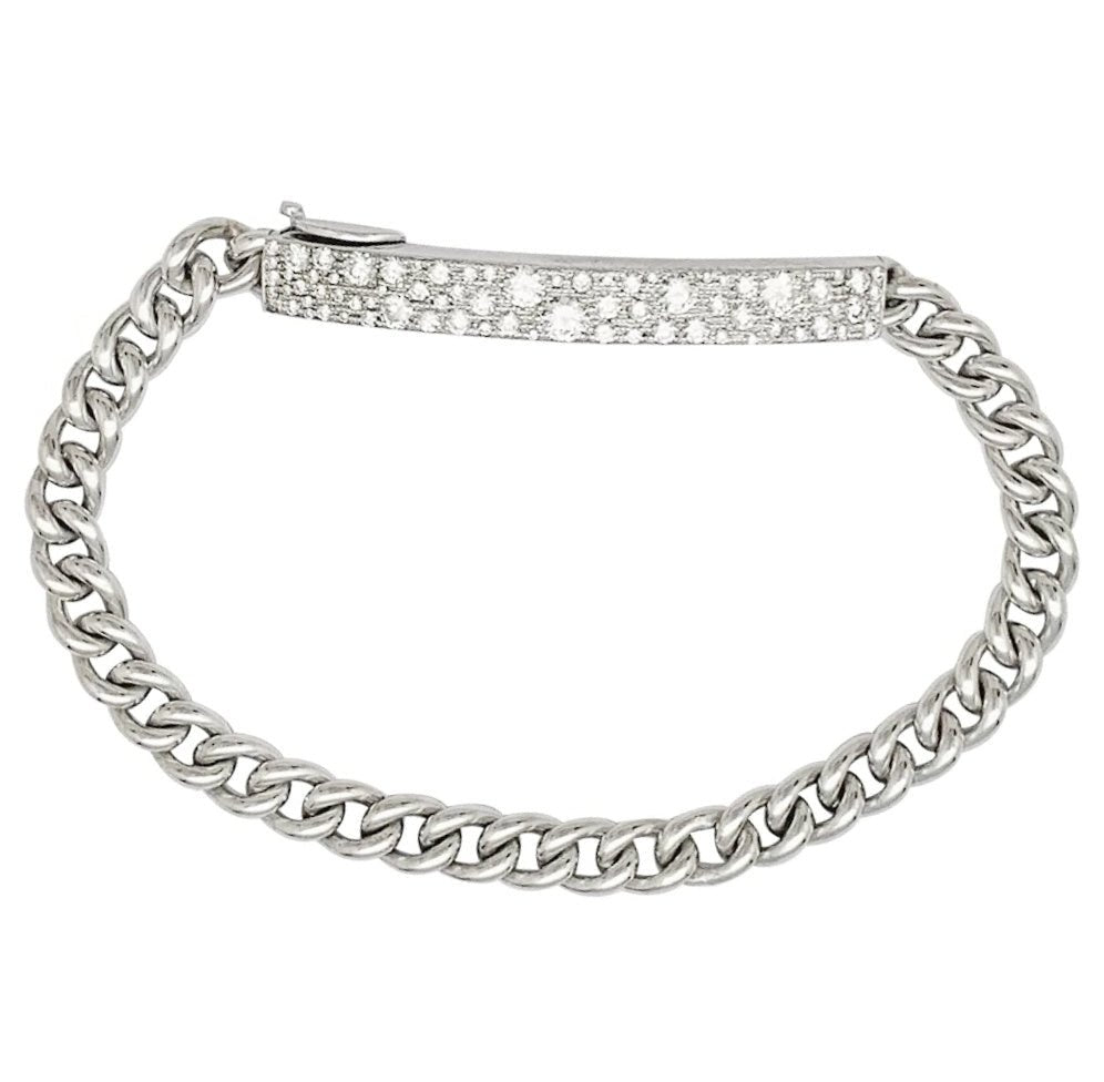 Bracelet Dior, "Gourmette", or blanc, diamants - Castafiore