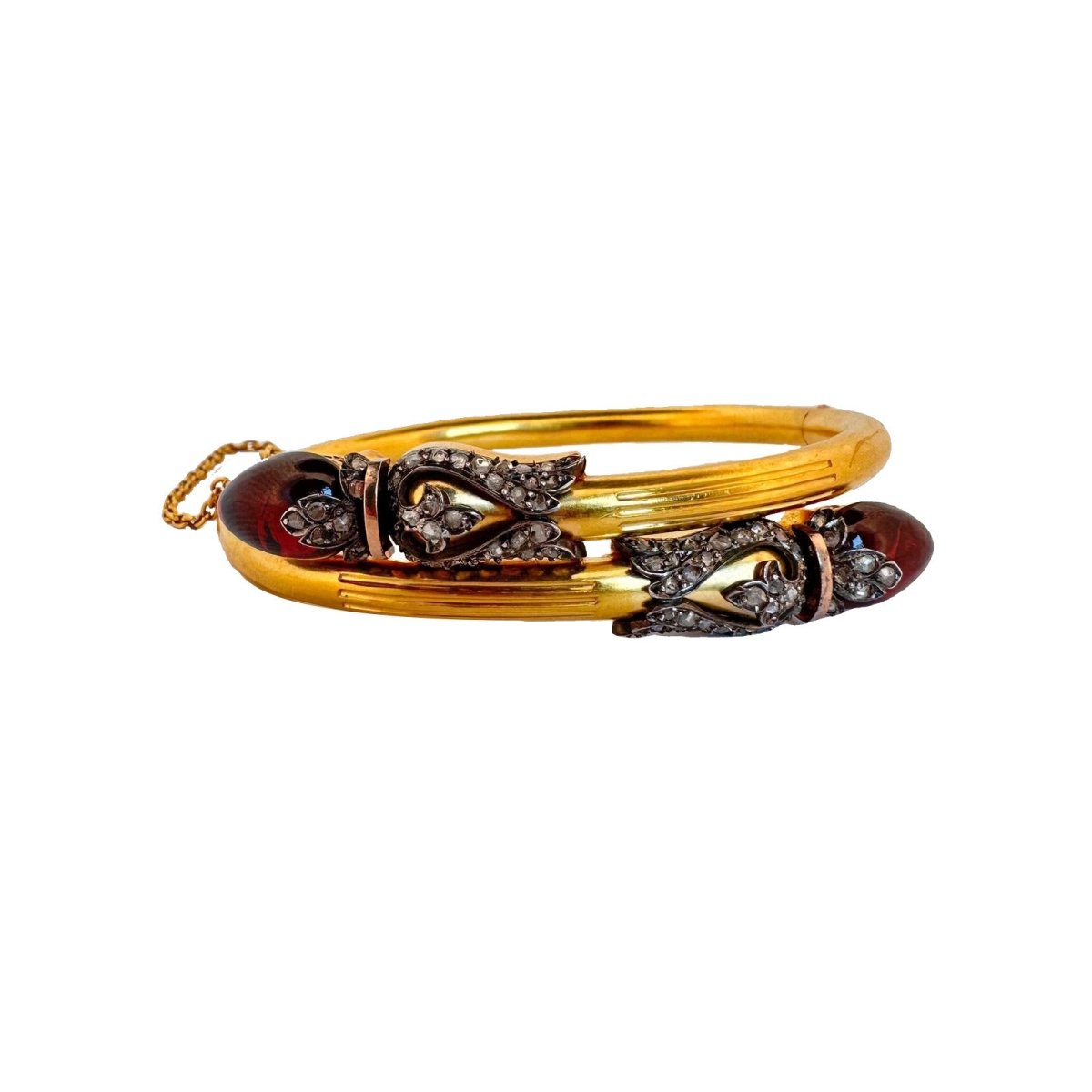 Bracelet Double en or jaune, grenats et diamants - Castafiore