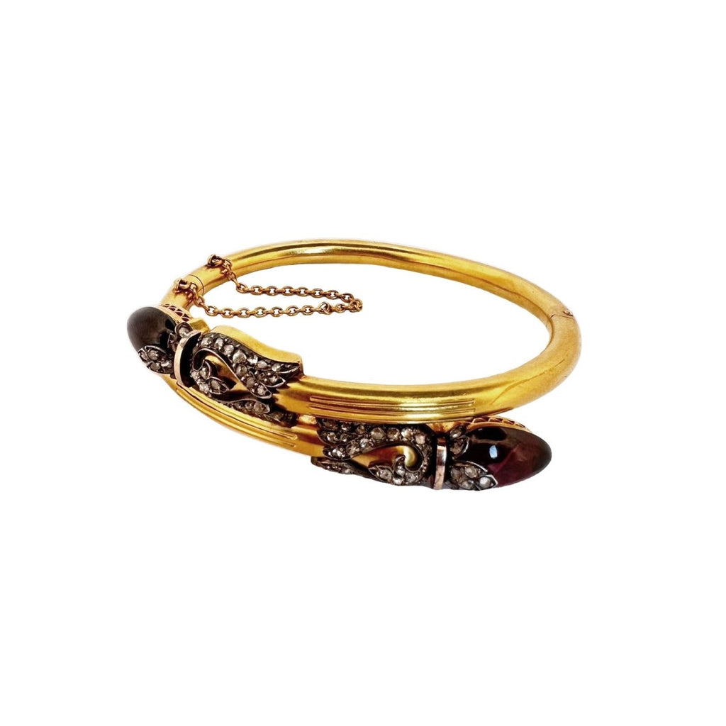 Bracelet Double en or jaune, grenats et diamants - Castafiore
