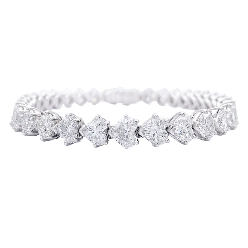 Bracelet Dubail Paris platine et diamants coeurs - Castafiore