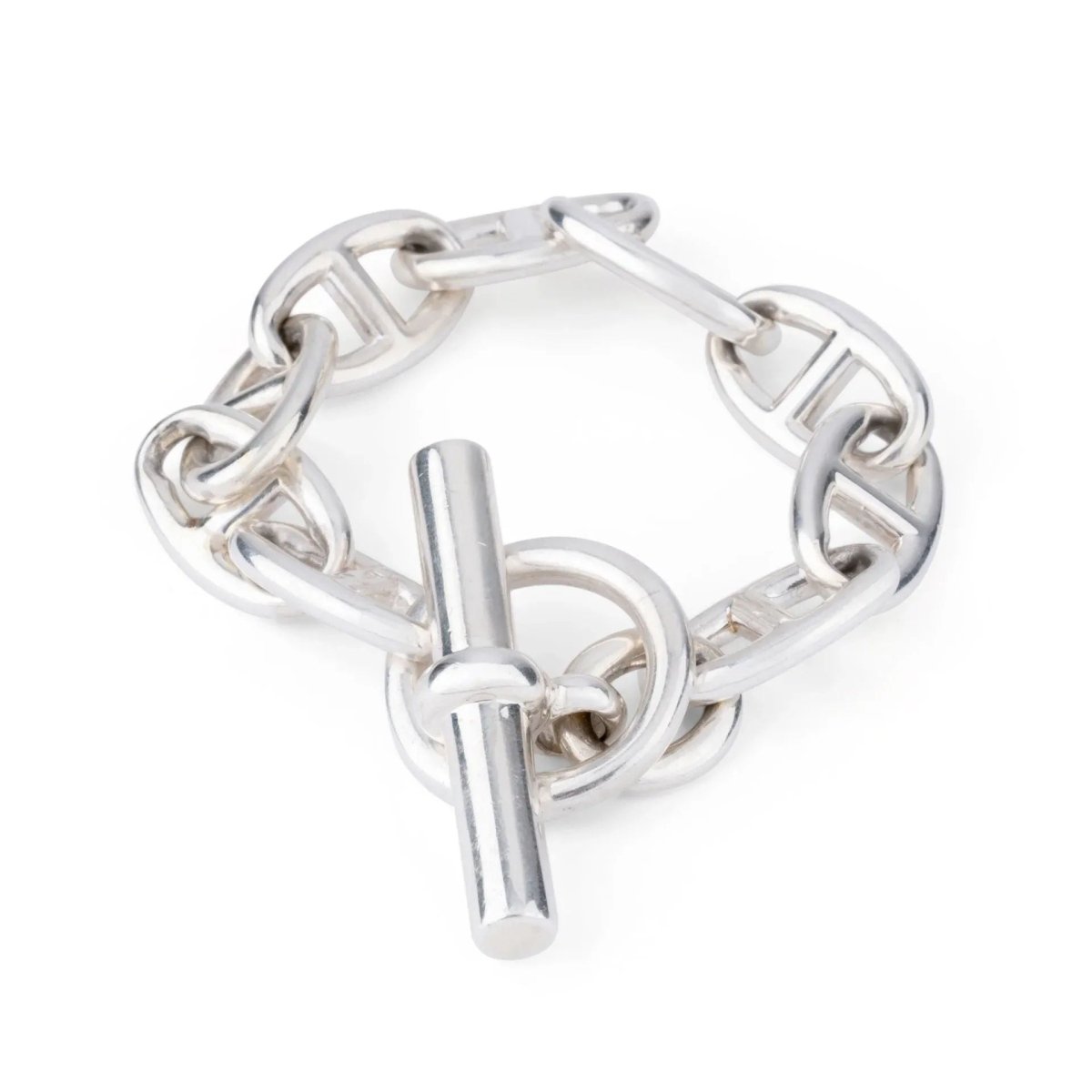 Bracelet en argent de la maison Hermès modèle iconique chaine d'ancre. - Castafiore