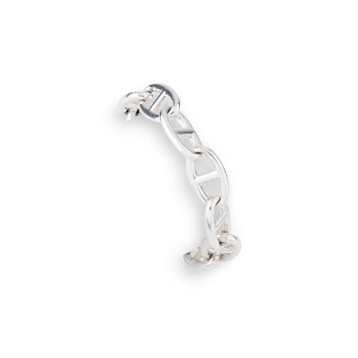 Bracelet en argent de la maison Hermès modèle iconique chaine d'ancre. - Castafiore