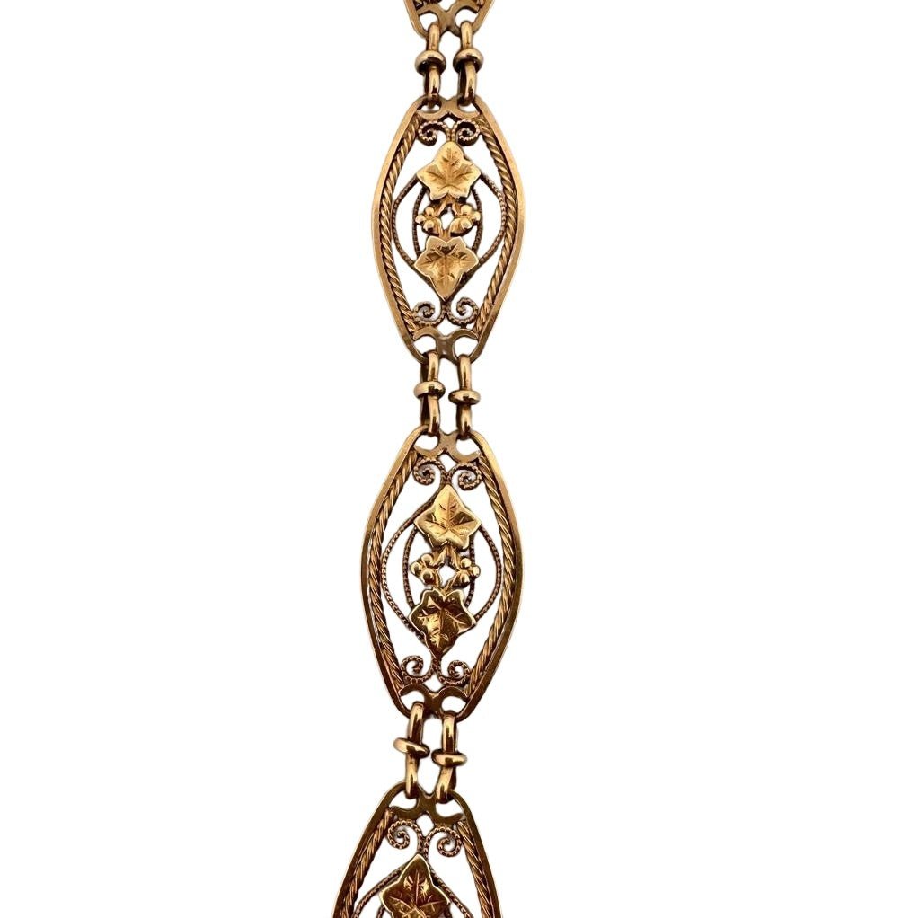 Bracelet en or jaune à maillons à décor de feuillages - Castafiore