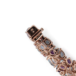 Bracelet en or jaune, améthystes, diamants, saphirs roses et topazes - Castafiore
