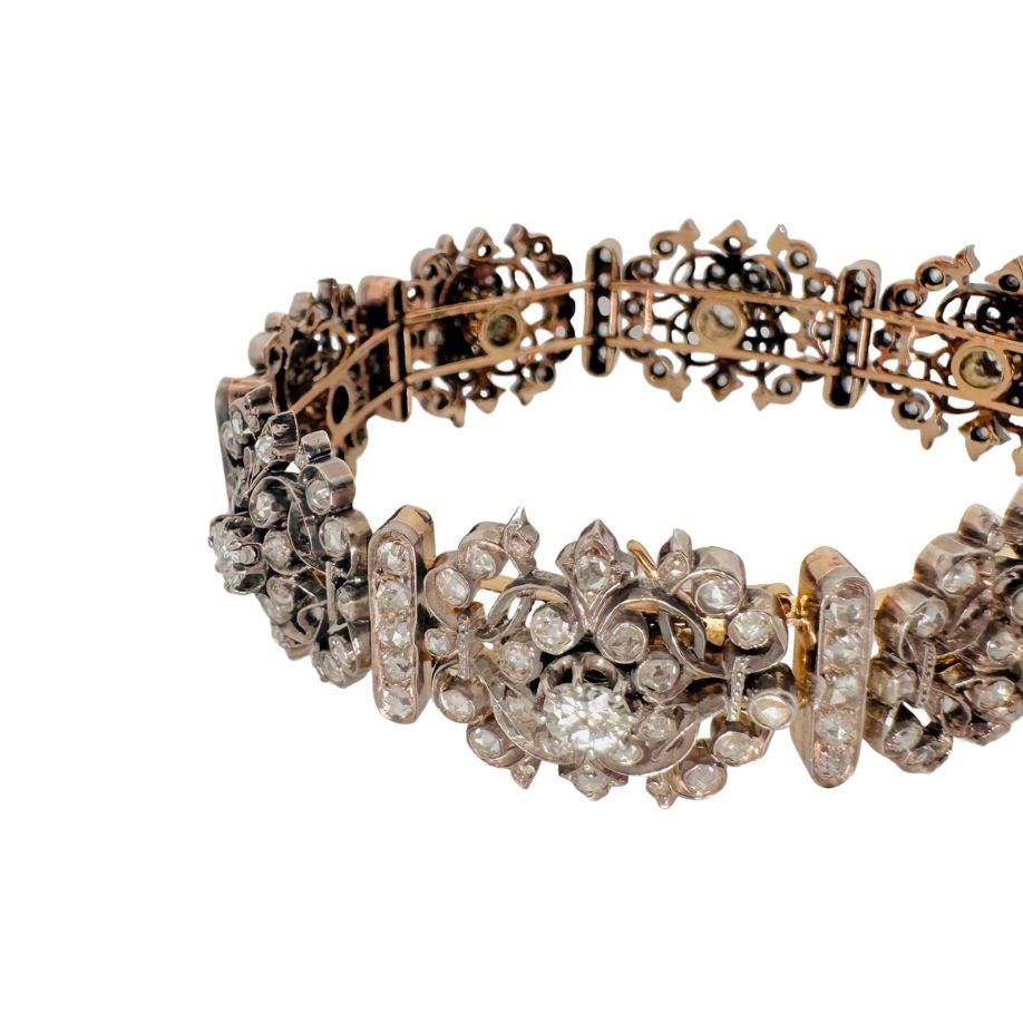 Bracelet en or jaune, argent et diamants - Castafiore