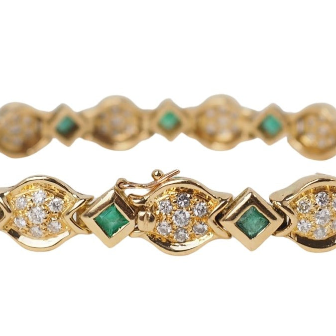 Bracelet en or jaune, émeraudes et diamants - Castafiore