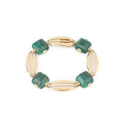 Bracelet en or jaune et malachite en pain de sucre - Castafiore