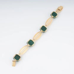 Bracelet en or jaune et malachite en pain de sucre - Castafiore