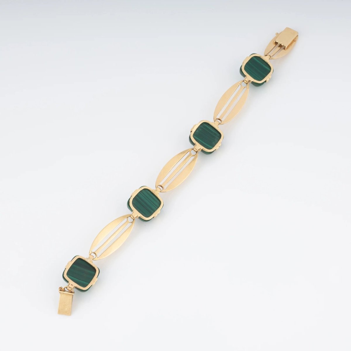 Bracelet en or jaune et malachite en pain de sucre - Castafiore