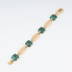 Bracelet en or jaune et malachite en pain de sucre - Castafiore