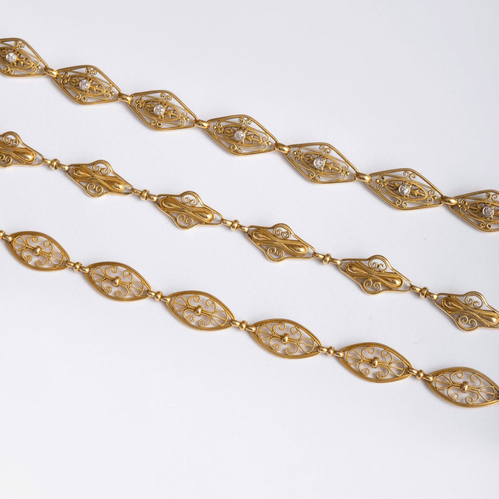 Bracelet en or jaune filigrané et diamants - Castafiore