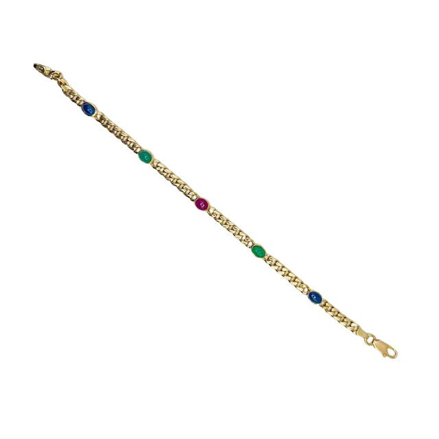Bracelet en or jaune, saphirs, rubis et émeraudes - Castafiore