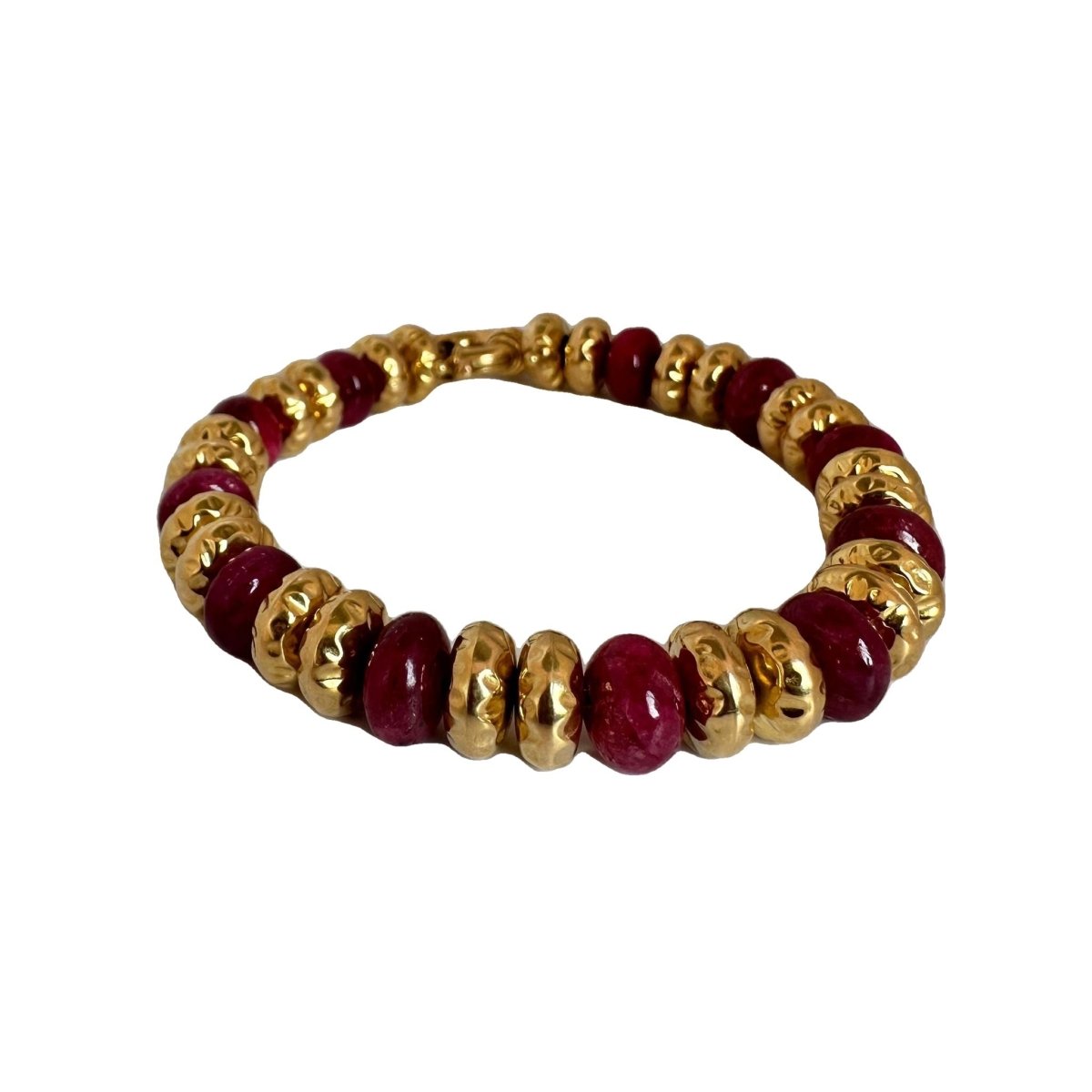 Bracelet en or martelé et perles de racines de rubis - Castafiore