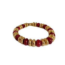 Bracelet en or martelé et perles de racines de rubis - Castafiore