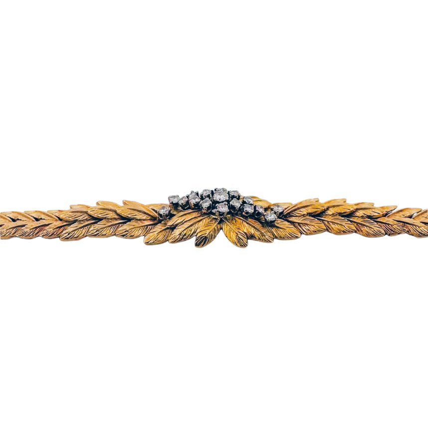 Bracelet feuillage en or jaune et diamants - Castafiore