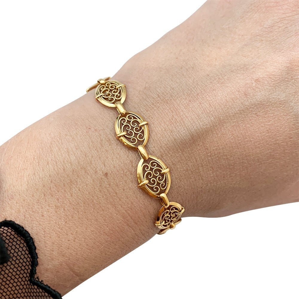 Bracelet filigrane en or jaune - Castafiore