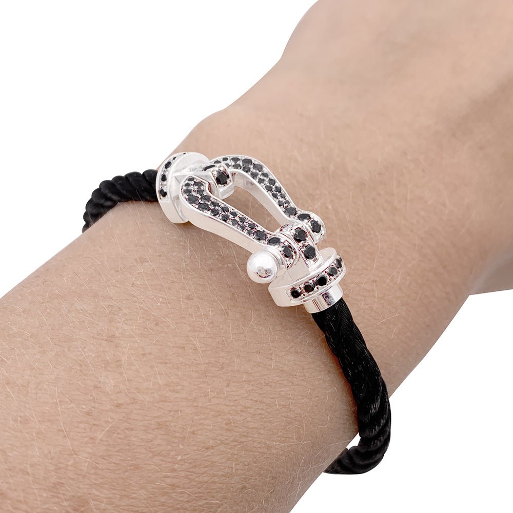 FRED “Force 10” bracelet in white gold, steel and black diamonds
