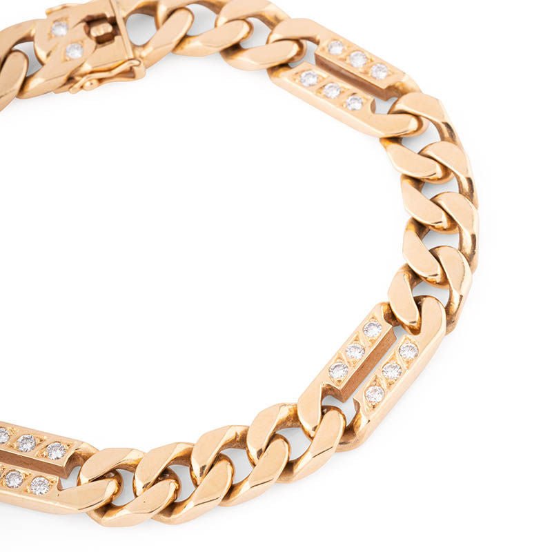 Bracelet Gourmette en or jaune et diamants - Castafiore