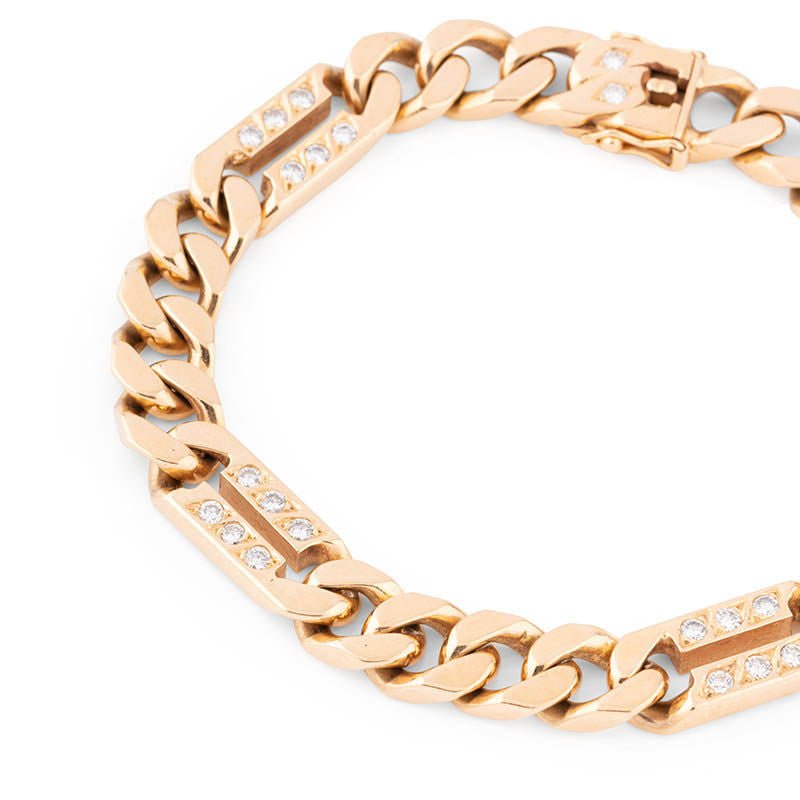 Bracelet Gourmette en or jaune et diamants - Castafiore