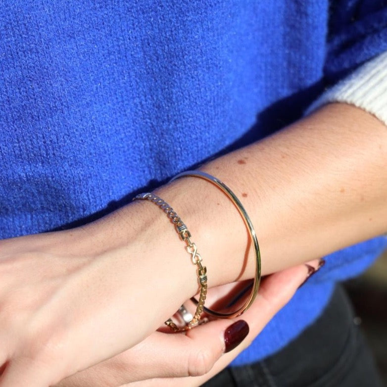 Bracelet Gourmette en ors jaune et blanc - Castafiore