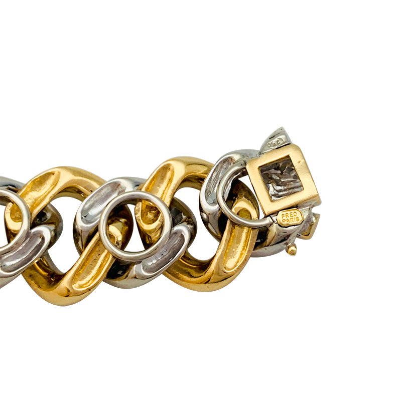 Bracelet gourmette Fred or jaune et blanc, diamants - Castafiore