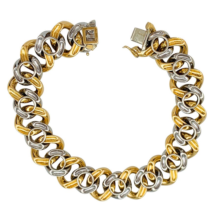 Bracelet gourmette Fred or jaune et blanc, diamants - Castafiore