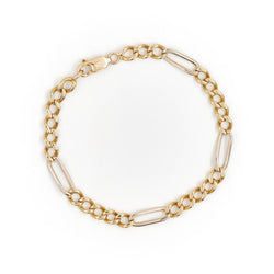 Bracelet Gourmette maille alternée en or jaune - Castafiore