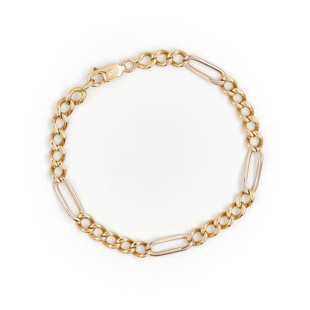 Bracelet Gourmette maille alternée en or jaune - Castafiore