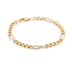 Bracelet Gourmette maille alternée en or jaune - Castafiore