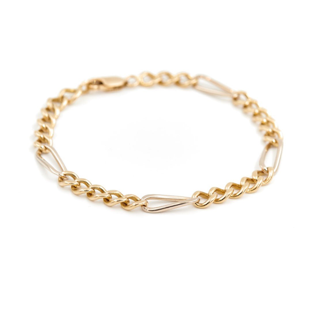 Bracelet Gourmette maille alternée en or jaune - Castafiore