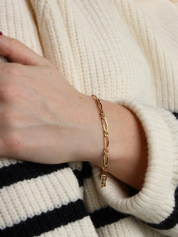 Bracelet Gourmette maille alternée en or jaune - Castafiore