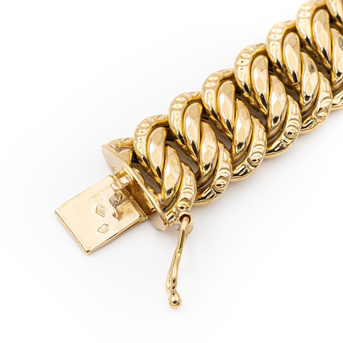 Bracelet Gourmette maille américaine en or jaune - Castafiore