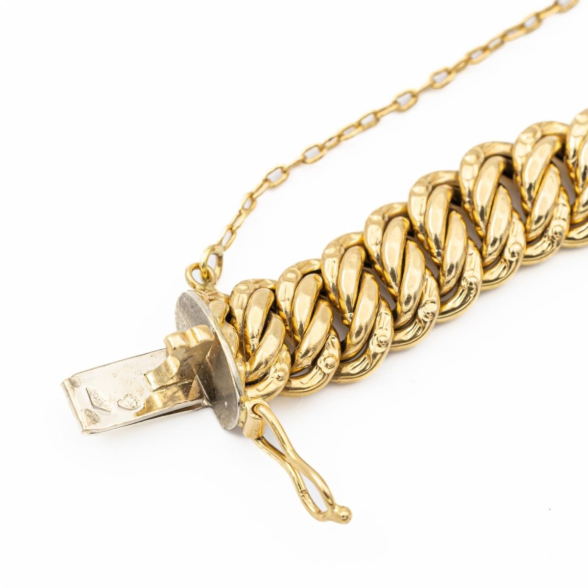 Bracelet Gourmette maille américaine en or jaune - Castafiore