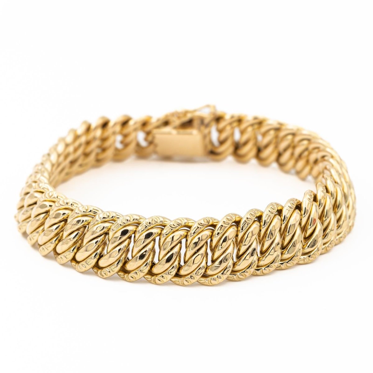 Bracelet Gourmette maille américaine en or jaune - Castafiore