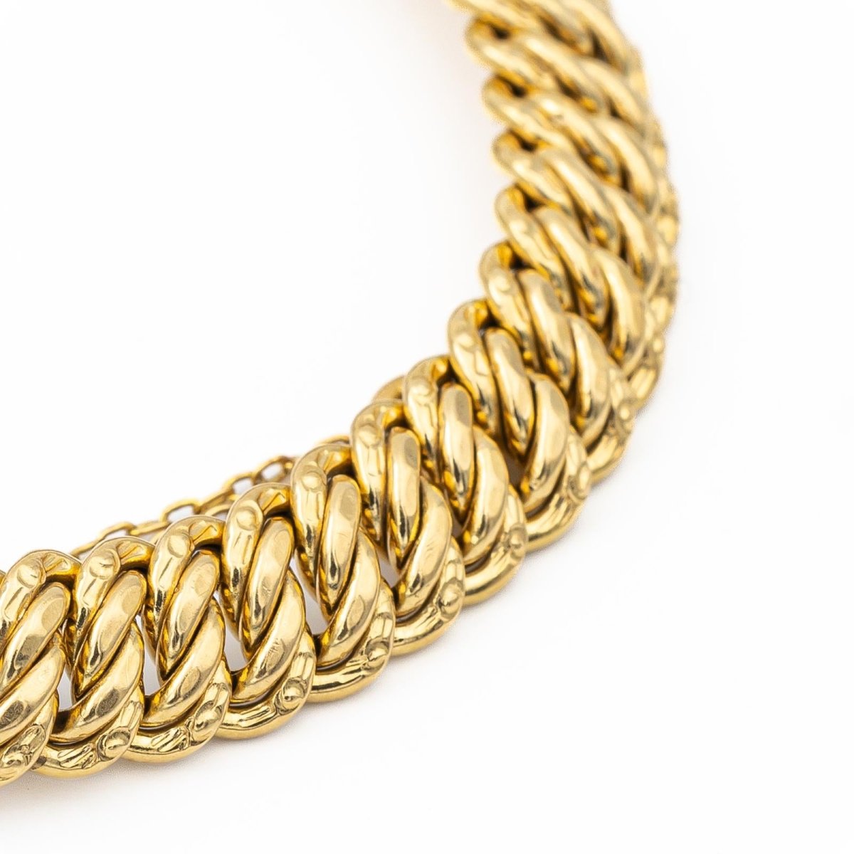 Bracelet Gourmette maille américaine en or jaune - Castafiore